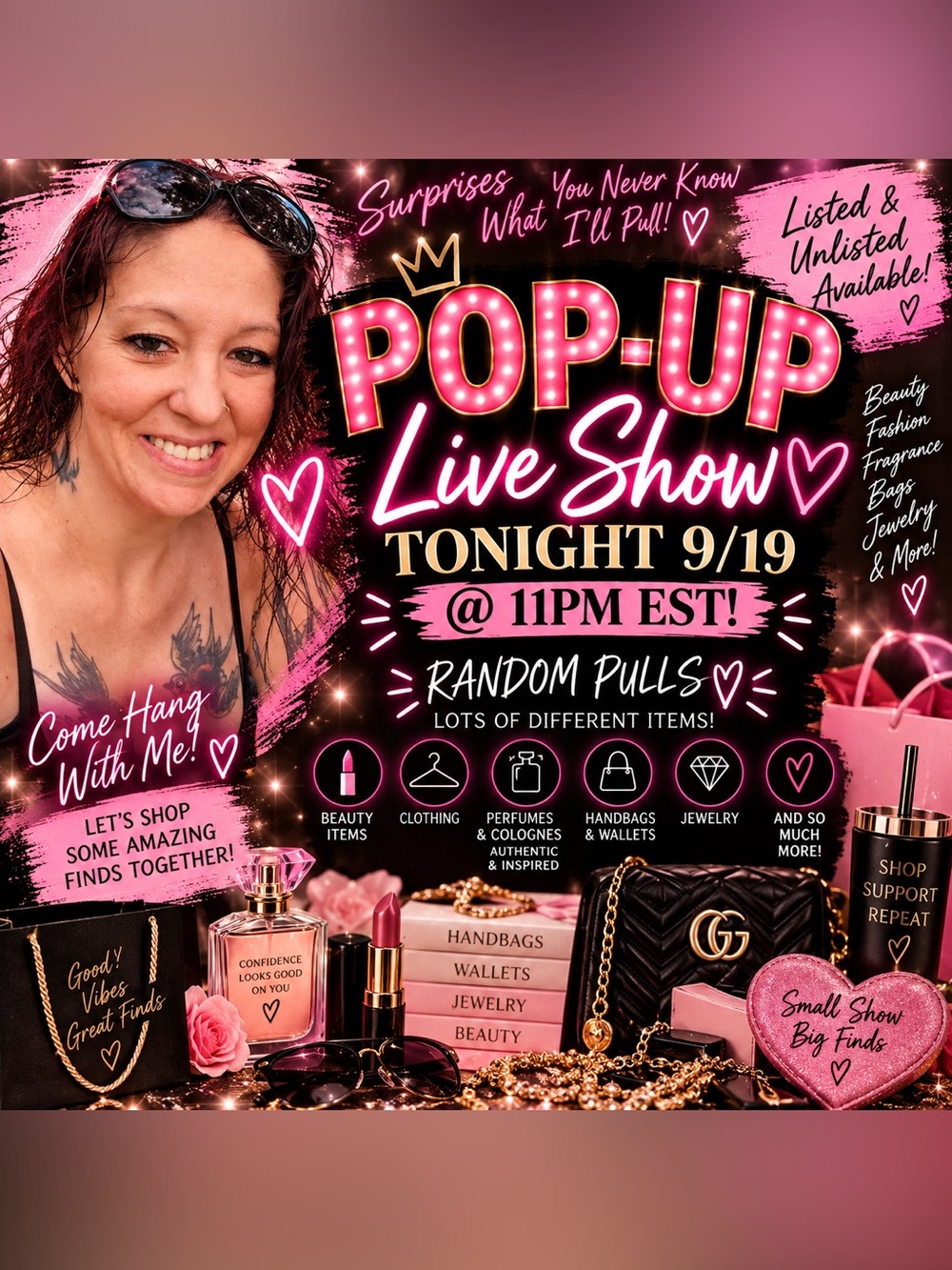 🩷🖤Pop-Up Live Show Tonight 9/19 @11pmEST!! “Random Pulls!! GREAT DEALS$$$$🖤🩷